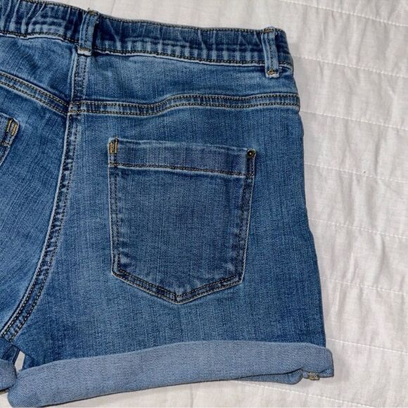 Crewcuts 14 Runaround Denim Blue Cuffed Raw Fringe Cut off Stretch Shorts - Picture 9 of 11